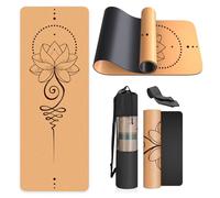 Haninj® Cork Yoga Mat Non Slip Unique Design Natural Cork Tpe Material Fitness Exercise Mat with Carry Bag and Strap For Home, Pilates,Aerobic,Gym & Workout 72 X 24