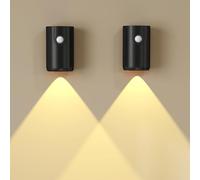 Haninula Motion Sensor Lights Indoor Night Light, 1200mAh Rechargeable Battery Stick on Wall, 3000K/4000K/6500K Colors Temperatures Wall Light Dimmable Night Lights for Bedroom/Stairway/Hallway 2Pcs