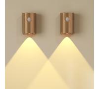 Haninula Motion Sensor Night Light, 1200mAh Rechargeable Battery Stick on Wall, ON/Off/AUTO Lighting Mode, 3000K/4000K/6500K Dimmable Night Lights for Hallway/Bedroom/Stair/Corridors/Closet 2Pcs