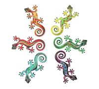 Hanizi Metal Gecko Wall Decor Wall Sculpture Hanging Art Indoor Outdoor, 6 Pack 8.5 x 4.3 inches