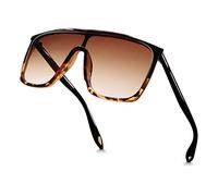 Hanj 70s 80s Vintage Square Sunglasses for Men Women Shield Trendy Oversized Retro Glasses, Brown Tortoise Shell, 59mm
