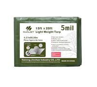 Hanjet Waterproof Fabric Tarpaulin 15 x 20 5 Mil Thick PETarp Army Green Camping Outdoor Garden Wooden Cover Tarpaulin Tearresistant
