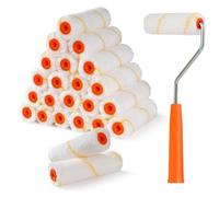 HANJKINZ 24 Pack Microfiber Paint Roller 4 Inch, 3/8 Inch Nap