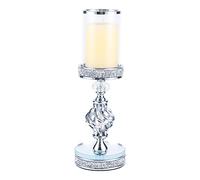 Hanjue Crystal Candle Holders for Pillar Candle, Metal Crystal Candle Holder for Home Decor, Centerpieces, Coffee Dining Table CH0509 (Silver ( M ))