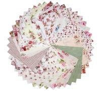 Hanjunzhao Layer Cake Fabric for Quilting 10 inch, Layer Cake Fabric Clearance, Layer Cakes 10 inch Squares for Quilting, Sewing, Birthday Valentine's Party Decor, and Crafts, Vintage Floral