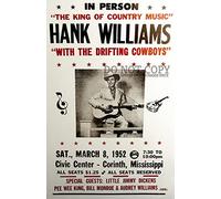 Hank Williams Concert Poster 11 X 17 - Magnificent 1952 Mississippi Show - Feat. Bill Monroe - The King Of Country Music - Rare Art Print
