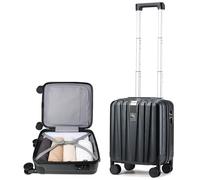 Hanke 14 Inch Hardshell Cabin Suitcase Airline Approved Carry-On Luggage with TSA Lock 4 Double Spinner Wheels for Weekender Travel Case, Jet Black