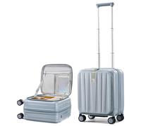 Hanke 16 inch Underseat Cabin Suitcase Expandable Top Opening Carry on Suticase with Wheels and TSA Lock Waterproof Hard Shell Hand Cabin Luggage Front Opening for Women Men, Grey
