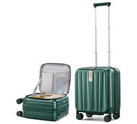 Hanke 16 inch Underseat Cabin Suitcase Expandable Top Opening Carry on Suticase with Wheels and TSA Lock Waterproof Hard Shell Hand Cabin Luggage Front Opening for Women Men, Blackish Green