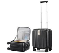 Hanke 16 inch Underseat Cabin Suitcase Expandable Top Opening Carry on Suticase with Wheels and TSA Lock Waterproof Hard Shell Hand Cabin Luggage Front Opening for Women Men, Jet Black