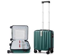 Hanke 16 Inch Underseat Suicase Airline Approved Cabin Luggage Hard Shell Carry on Suitcase with Wheels and TSA Lock for Weekender Travel Case, Blackish Green