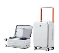 Hanke 20 Inch Aluminum Carry-On Luggage 55x40x20cm Front Opening Lightweight Hard Shell Design with Smooth-Rolling Wheels, Smoke White