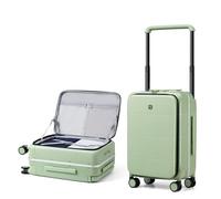 Hanke 20 Inch Aluminum Carry-On Luggage 55x40x20cm Front Opening Lightweight Hard Shell Design with Smooth-Rolling Wheels, Bamboo Green