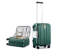 Hanke 20 inch Cabin Suitcase with Wheels Expandable Carry on Suitcase Top Opening Suitcase Waterproof Hard Shell Hand Cabin Luggage with TSA Lock Front Opening for Women Men, Blackish Green