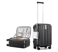 Hanke 20 inch Cabin Suitcase with Wheels Expandable Carry on Suitcase Top Opening Suitcase Waterproof Hard Shell Hand Cabin Luggage with TSA Lock Front Opening for Women Men, Jet Black