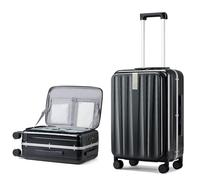 Hanke 24" Front Opening Hard Shell Suitcase Medium Check-in Luggage with TSA Lock & 4 Smooth 360° Spinner Wheels, Black