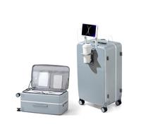 Hanke 24 Inch Medium Checked Suitcases Top Opening Medium Suitcase 4 Wheels Hard Shell Suitcases with Wheels Hand Luggage with Combination Lock and Cup Holder, Grey