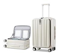 Hanke 26 Inch Large Check-in Suitcase Front Opening Hard Shell Luggage with TSA Lock & 4 Smooth 360° Spinner Wheels, Ivory White