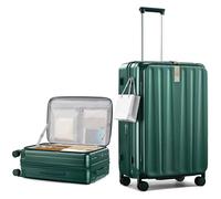 Hanke 26 inch Large Suitcase with Wheels Lightweight Expandable Suitcase Top Opening Suitcase Waterproof Hard Shell Checked Luggage with TSA Lock Front Opening for Women Men, Blackish Green