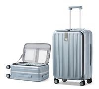 Hanke Cabin Suitcase Front Opening Luggage Hard Shell Suitcase Cabin Size 4 Wheel Lightweight Travel Suitcase 20 Inch Hand Luggage Carry on Suitcase TSA Lock,Grey