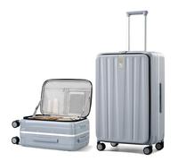 Hanke Cabin Suitcase Front Opening Luggage Hard Shell Suitcase Cabin Size 4 Wheel Lightweight Travel Suitcase 20 Inch Hand Luggage Carry on Suitcase TSA Lock,Grey