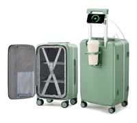 Hanke Carry On Luggage 22x14x9 Airline Approved Spinner Wheels, Top Open Hard Shell Suitcases with Cup Phone Holder and Charger 20 Inch Travel Luggage, Forest Green, Checked-Large 28-Inch, Top Opening