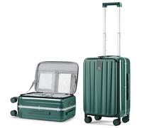 Hanke Carry-On Luggage 55x40x20cm Front Opening Hard Shell Cabin Suitcase TSA-Approved Lock & 4 Smooth Spinner Wheels, Blackish Green