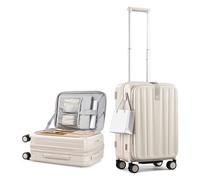 Hanke Carry On Luggage PC Hardshell Luggage Top Open Suitcases, Ivory White, 20 Inch Expandable