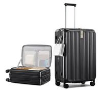 Hanke Carry On Luggage PC Hardshell Luggage Top Open Suitcases, Jet Black, 26 Inch Expandable