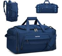 Hanke Duffle Bag for Travel 45L-55L Dual Expandable Carry On Duffel Bag with Shoe Compartment, Blue, 55L, Carry on Duffel Bag With Shoe Compartment