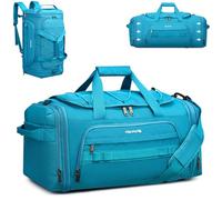 Hanke Duffle Bag for Travel 45L-55L Dual Expandable Carry On Duffel Bag with Shoe Compartment, Caribbean Blue, 55L, Carry on Duffel Bag With Shoe Compartment