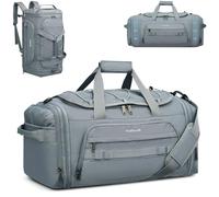 Hanke Duffle Bag for Travel 45L-55L Dual Expandable Carry On Duffel Bag with Shoe Compartment, Grey, 55L, Carry on Duffel Bag With Shoe Compartment