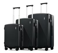 Hanke Expandable Hard Shell Luggage Sets 3 Pieces, 20/24 / 28 Inch Luggage Sets with Spinner Wheels, Durable PC Hardside Rolling Suitcase with TSA Lock for Travel (20/24/28 Inch, Jet Black)