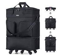 Hanke Expandable Large Suitcase 4 Wheels Lightweight Collapsible,Foldable Suitcases &Travel Bags Hand Luggage Extend 20/24/28 inch Suitcases Duffel Bag Without Telescopic Handle for Men & Women, Black