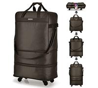 Hanke Expandable Large Suitcase 4 Wheels Lightweight Collapsible,Foldable Suitcases &Travel Bags Hand Luggage Extend 20/24/28 inch Suitcases Duffel Bag Without Telescopic Handle for Men & Women,Coffee