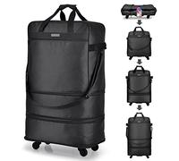 Hanke Expandable Large Suitcase 4 Wheels Lightweight Collapsible,Foldable Suitcases &Travel Bags Hand Luggage Extend 20/24/28 inch Suitcases Duffel Bag Without Telescopic Handle for Men & Women,Black