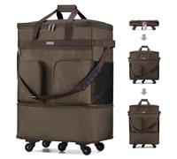 Hanke Expandable Large Suitcase 4 Wheels Lightweight Collapsible,Foldable Suitcases &Travel Bags Hand Luggage Extend 20/24/28 inch Suitcases Duffel Bag Without Telescopic Handle for Men & Women,Coffee