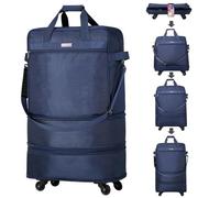 Hanke Expandable Large Suitcase 4 wheels lightweight Collapsible, Foldable suitcases & travel bags Hand Luggage Extend 20/24/28 inch Suitcases Duffel Bag Without Telescopic Handle for Men & Women,Blue
