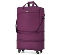 Hanke Expandable Large Suitcase Foldable Travel Bag with Wheels Hand Luggage Extend 20/24/28 inch Soft Suitcase with Wheels Expandable Travel Bag, Purple