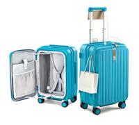 Hanke Expandable Top Opening Hard Shell Luggage with spinner wheels, Caribbean Blue, 20 Inch EXT, Hardside Expandable Luggage With Spinner Wheels
