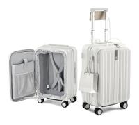 Hanke Expandable Top Opening Hard Shell Luggage with spinner wheels, Smoke White, 20 Inch EXT, Hardside Expandable Luggage With Spinner Wheels