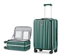 Hanke Hard Shell Suitcase 4 Wheel Front Opening Checked Luggage 24 Inch Medium Size Hand Luggage with TSA Locks Lightweight Travel Suitcase, Dark Green