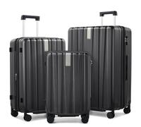 Hanke Hardshell Luggage Sets 2 Piece with Spinner Wheels, Travel Suitcase for Women Men., Jet Black, EXT 3-Piece Set（20/24/29）, Hanke Scratch Resistant Lightweight Hardside Suitcase .