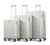 Hanke Luggage Hard Shell Suitcases with Spinner Wheel, TSA Approved Luggage 16in Underseat Carry On Luggage 20in 24in 26in 28in Large Hardside Luggage Travel PC Luggage Set, Smoke White, 3-Pc Set