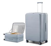 Hanke Luggage Suitcase, 20 Inch Carry On Luggage 24 Inch Checked Luggage with Spinner Wheels PC Hard Shell Suitcases TSA Luggage Travel Rolling Bag with Front Pocket, Grey(Sideways Opening), Carry On