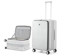 Hanke Medium Expandable Luggage 24 Inch Suitcases with Wheels Top Opening Hard Shell Suitcase for Travel Men Women Hand Luggage,Smoke White