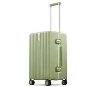 Hanke Premium Zipperless, Aluminum Frame Hard Shell PC Suitcase with TSA Lock, Water-Resistant, 8 Quiet Spinner Wheels for Woman and men Weekend Getaways, Bamboo Green, 22 Inch
