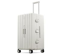 Hanke Premium Zipperless Carry-On Luggage, Aluminum Frame Hard Shell PC Suitcase with TSA Lock, Water-Resistant, 8 Quiet Spinner Wheels for Short Business Trips & Weekend Getaways, White, 66.04 cm