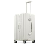 Hanke Premium Zipperless Carry-On Luggage, Aluminum Frame Hard Shell PC Suitcase with TSA Lock, Water-Resistant, 8 Quiet Spinner Wheels for Short Business Trips & Weekend Getaways, White, 24 Inch