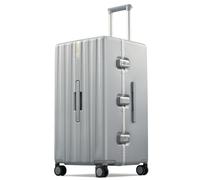 Hanke Premium Zipperless Carry-On Luggage, Aluminum Frame Hard Shell PC Suitcase with TSA Lock, Water-Resistant, 8 Quiet Spinner Wheels for Short Business Trips & Weekend Getaways, Grey, 71.12 cm